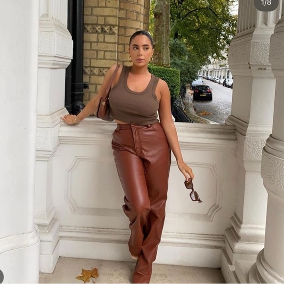 NWT House of CB Inaya High Waist Faux Leather Trousers Pants Sz XS $198 - Picture 8 of 11